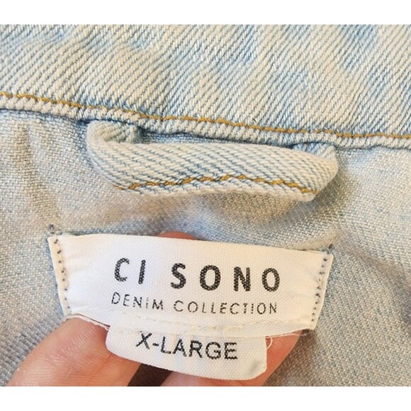 Ci Sono Jeweled Hamsa Jean Jacket Size XL Hand Of Fatima - Picture 6 of 7